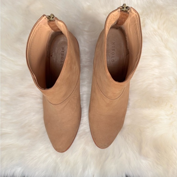 NISOLO Dari Boot - Ankle Booties Block Heel Suede Leather Wheat Tan Size 8.5 - Picture 9 of 14
